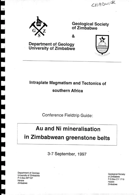 Cover of Field Guide  - GSZ Intraplate Magmatism and Tectonics of Southern Africa Conference Sept1997